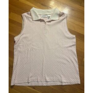 LizGolf Liz Claiborne Women Medium Pink Diamond Print Sleeveless Cotton Polo Top